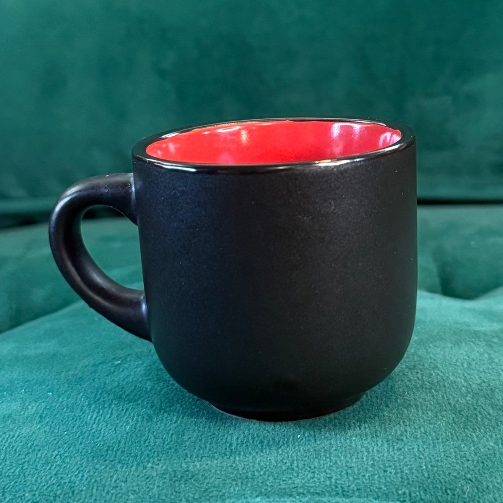 Bruntmor Coffee Mug Matte Black with Red Interior Ceramic Cup‎